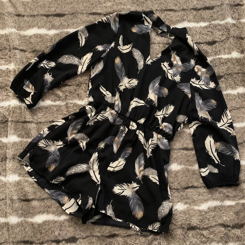 Black Feather Romper